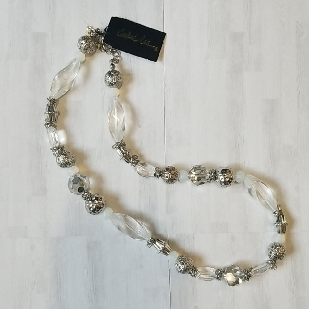 Cookie Lee faceted glass bead silver necklace and 3 bracelet set NWT - Picture 2 of 8